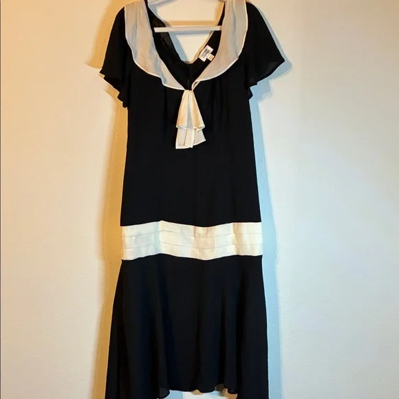 Unique Vintage Black and Cream High Low Dress NWOT - Picture 5 of 7